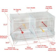 Lot of 4 of Stack & Lock Double Breeding Breeder Flight Bird Quail Aviary Canary Finches Cage with Center Wire and Solid Dividers Side Breeding Nest Doors