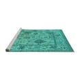 thumbnail image 2 of Ahgly Company Machine Washable Indoor Round Oriental Turquoise Blue Industrial Area Rugs, 7' Round, 2 of 4