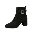 thumbnail image 3 of Willtoo Women Faux Suede Square Toe Buckle Block Heel Ankle Boots, 3 of 6