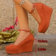 thumbnail image 5 of QQAMB Wedges for Women Closed Round Toe Ankle Strap Platform High Heel Wedge Pumps 6 Inches Dress Shoes, 5 of 8