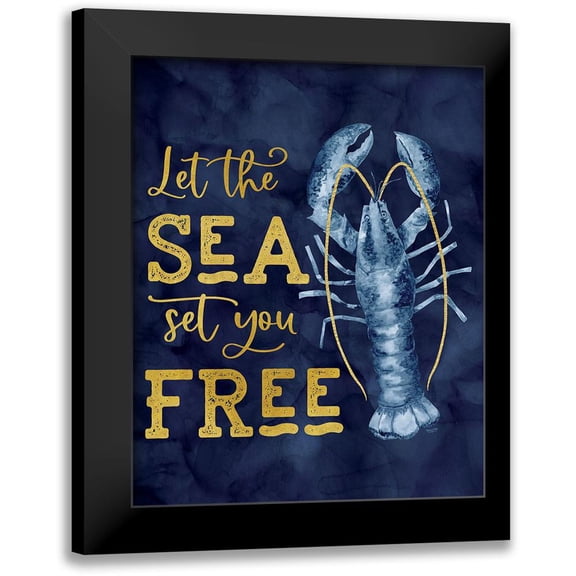 Reed, Tara 12x14 Black Modern Framed Museum Art Print Titled - Deep Blue Sea XIV on Gold