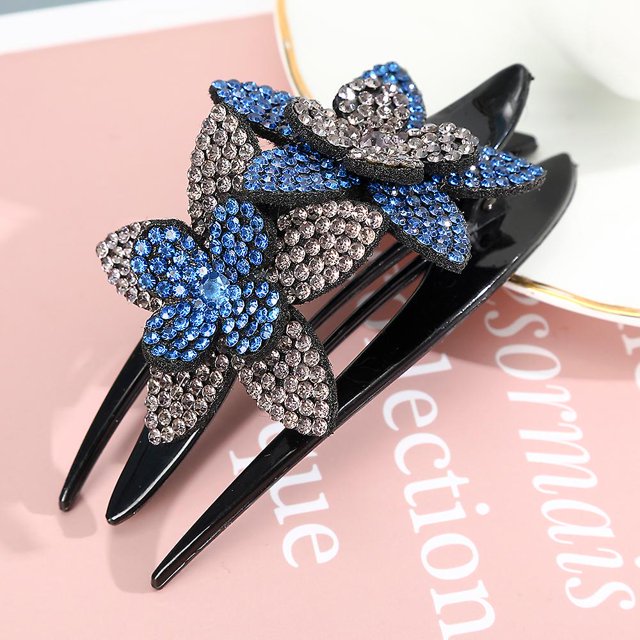 Horquilla con diamantes de imitación para mujer, horquilla con flores, hojas, mariposa, pico de pato, pinzas para el pelo Retro, accesorios para coleta brillante Sailing Electrónica