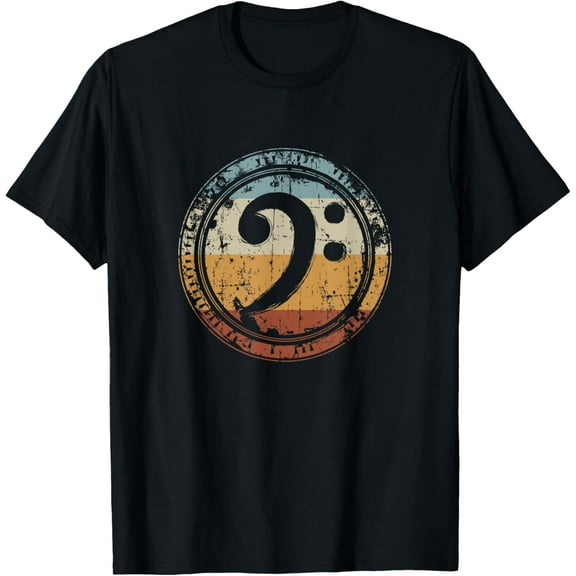 Vintage Bass Clef Gift for Bass Guitar Player Bassist T-Shirt