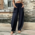 thumbnail image 2 of WTXUE Wide Leg Pants, Bell Bottoms Womens Solid Color Casual Pants Trousers Elastic Waist Pockets Trousers, Womens Trousers Slacks Slacks, Purplish blue, 2 of 6