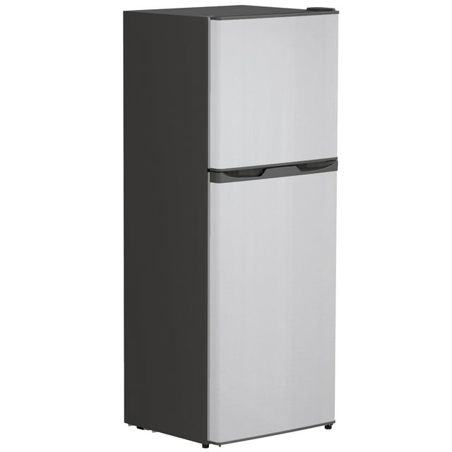 CoSoTower Mini-Frigo à Double Porte avec Congélateur, Petit Réfrigérateur de 4,6 Pi3 avec Thermostat, Tablettes, Porte Réversible, Argent