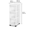 thumbnail image 2 of Sterilite Narrow 3 Drawer White Cart, 2 of 7