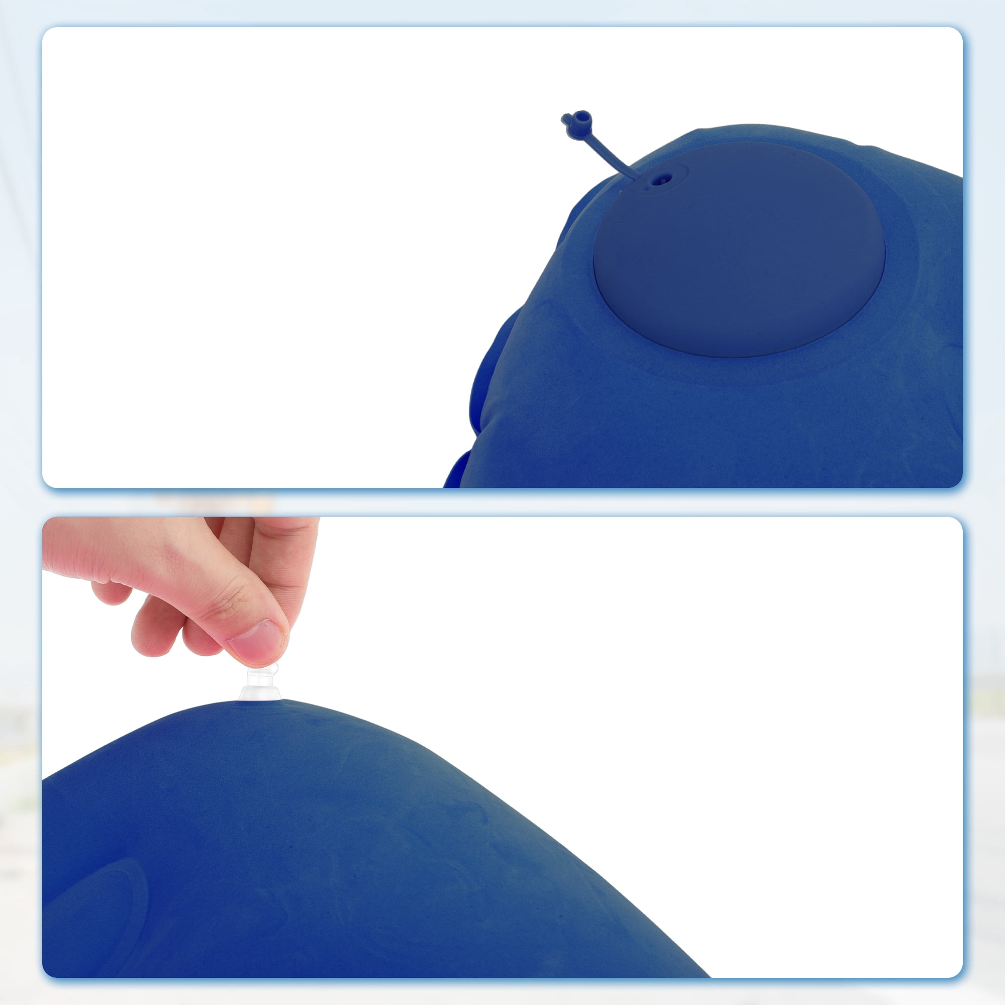 Unique Bargains Travel Pillow Press to Inflate Neck Pillow Blue 19.29"x12.6"