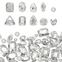 Uxcell 100Pcs Sew on Rhinestones, 7-18mm Mixed Shapes Flatback Glass Crystal Sewing Gems with Silver Claw Prong Setting for Crafts Clothing Shoes Accessories, White(Style 1)