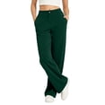 thumbnail image 5 of Womens Straight Leg Solid Sweatpants, Elastic Waist Drawstring Loose Sports Pants with Pockets, Running Fitness Outdoor Wear | VerBelle,Army Green L, 5 of 7