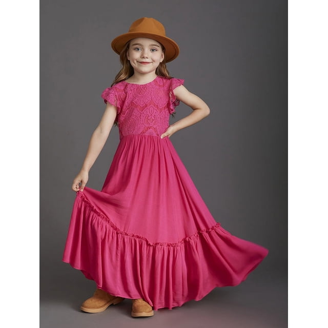 Ropa para niños Vestido para niñas Vestido largo de encaje para bodas infantiles Vestido grande para presentaciones de piano para anfitrionas infantiles