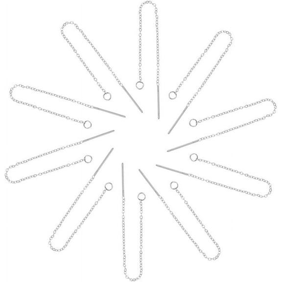 40pcs 90mm Ear Threads Stainless Steel Earrings Thread Dangling Threaded Earring Stainless Steel Ear Threads with Loop Drop Earring Threader for Jewelry Earring Making for DIY