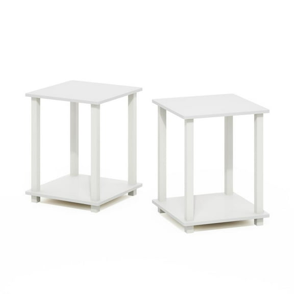 Simplistic End Table, Set of Two, White/White
