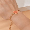 thumbnail image 3 of Z.LP Jewelry Daisy Flower Charm Bracelet - Gold - Toned Chain Bracelet with Colorful Beads for Women, 3 of 6