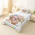 thumbnail image 2 of Erosebridal Kawaii Rabbit Bunny Twin Comforter Sets,Cute Easter Eggs Kawaii Blossom Floral Bedding Set For Girls Kids Reversible 2pcs, 2 of 7