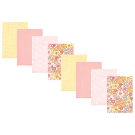 Hudson Baby Cotton Poly Flannel Burp Cloths Multipack Peace Love Flowers 8-Pack One Size