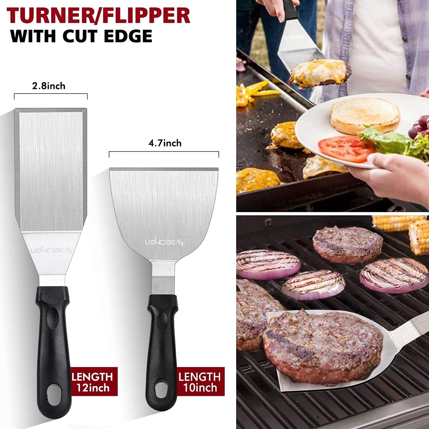 Anoak 14PCS Griddle Accessories Kit, Flat Top Grill Accessories Set for Blackstone and Camp Chef, Grill Spatula Set with Enlarged Spatulas, Scraper for Outdoor Barbecue