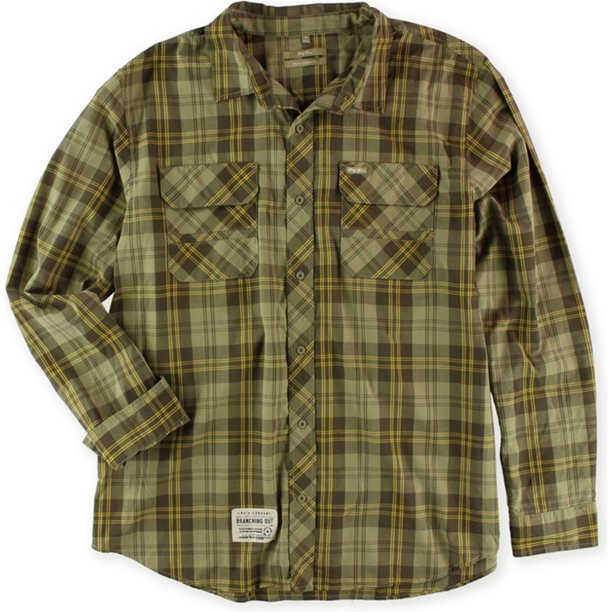 LRG Camisa británica con botones a cuadros para hombre, verde, XXX-Large