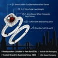thumbnail image 2 of Gem Stone King 1.47 Cttw Red Garnet and White Moissanite Wedding Engagement Ring Band Bridal Ring for Women | 925 Sterling Silver | Center Cushion 6MM | Available in Size 5, 6, 7, 8, 9, 2 of 6