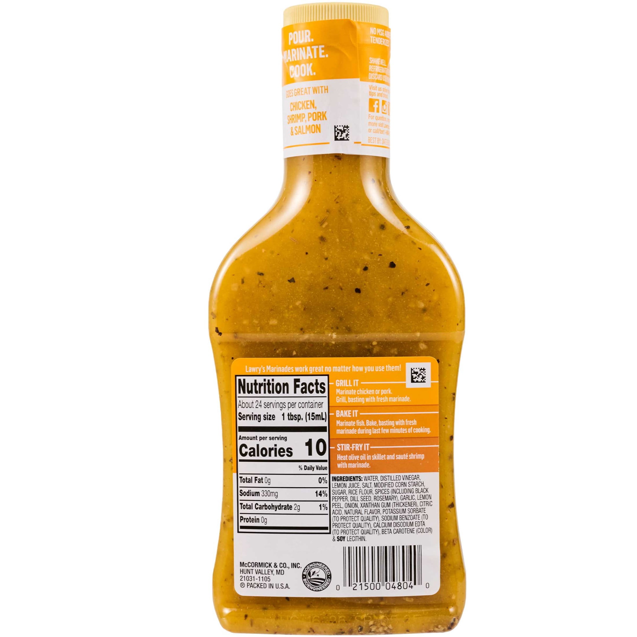 (4 pack) Lawry's Lemon Pepper With Lemon Marinade, 12.0 fl oz Bottle