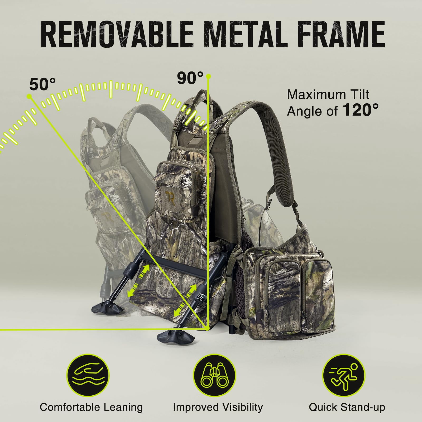 TR Turkey Vest for Hunting with Frame and Seat,Camo Hunting Vest with Kickstand,Memory Foam Cushion, Game Pouch & Multi-Pocket Storage Lightweight Adjustable Turkey Hunting Gear for Men Women