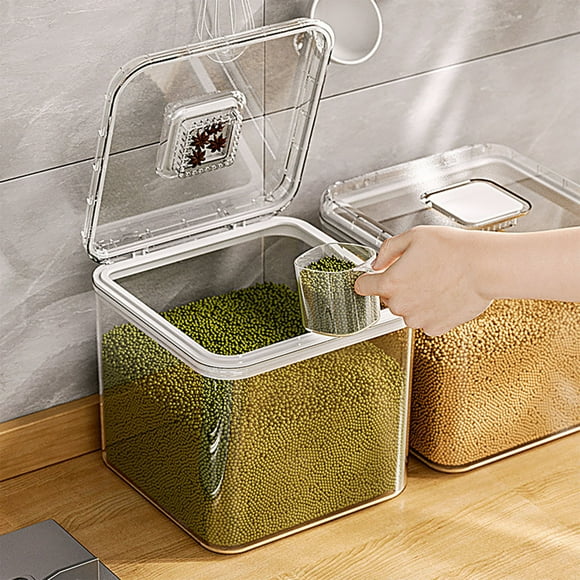 TopLLC Airtight Rice Dispenser Cover Rice Bucket For Cereal Grain Flour Rice Beans Pet Grain Countertop Large Rice Storage Container With Lid Proof Household Cereal Storage Tub
