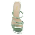 thumbnail image 3 of YDN Women's Strappy Square Open Toe Slide Sandals Slip On Block Mid Heels Mules Slippers Daily Dressy Party Shoes Size 7 Green, 3 of 4