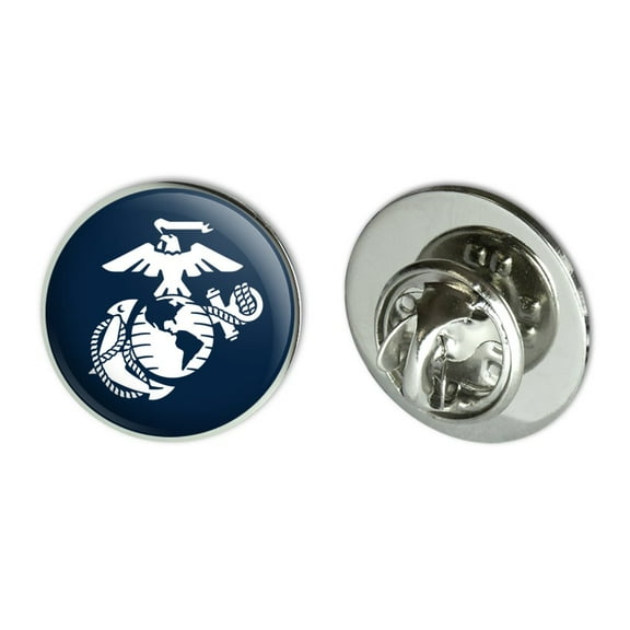 Marine Corps USMC White Eagle Globe Anchor on Blue Officially Licensed Metal 0.75" Lapel Hat Pin Tie Tack Pinback