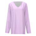 thumbnail image 3 of MHFRRA Camiseta Informal de Manga Larga con Cuello En V para Mujer. Camiseta Básica Cómoda para Uso Diario y Relajación. Ideal para Todas Las Estaciones. Combina Perfectamente con Jeans. Rosa Claro, 3 of 4