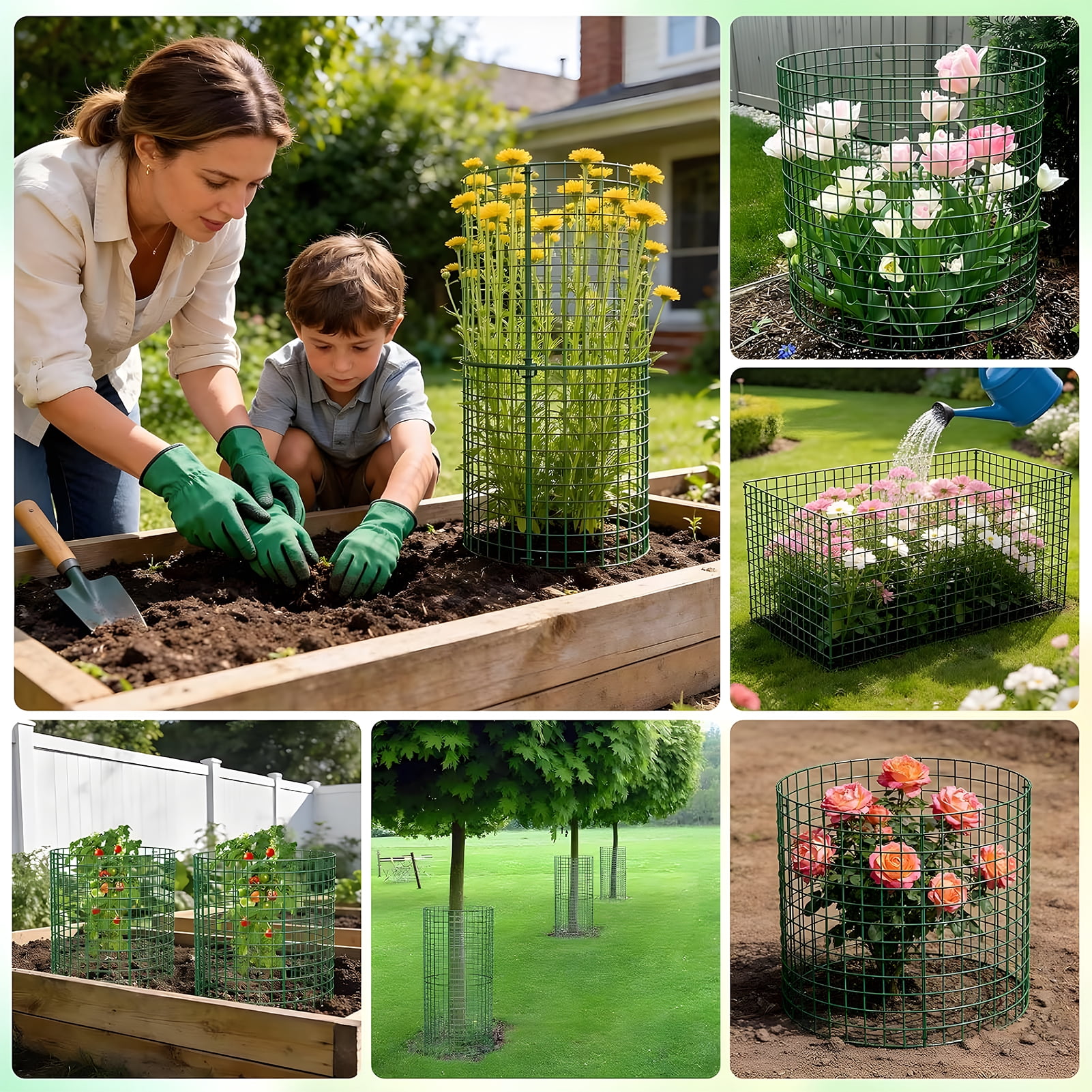 KORALAKIRI Plant Protector from Animals, Plant Cages for Outdoor Plants, Metal  Wire Mesh Garden Protection Animal Barrier to Keep Flower Vegetables from Rabbit Chicken