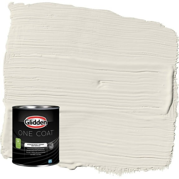 Glidden One Coat Hourglass / Off-White Semi-Gloss Interior Paint with Primer, 1 Quart
