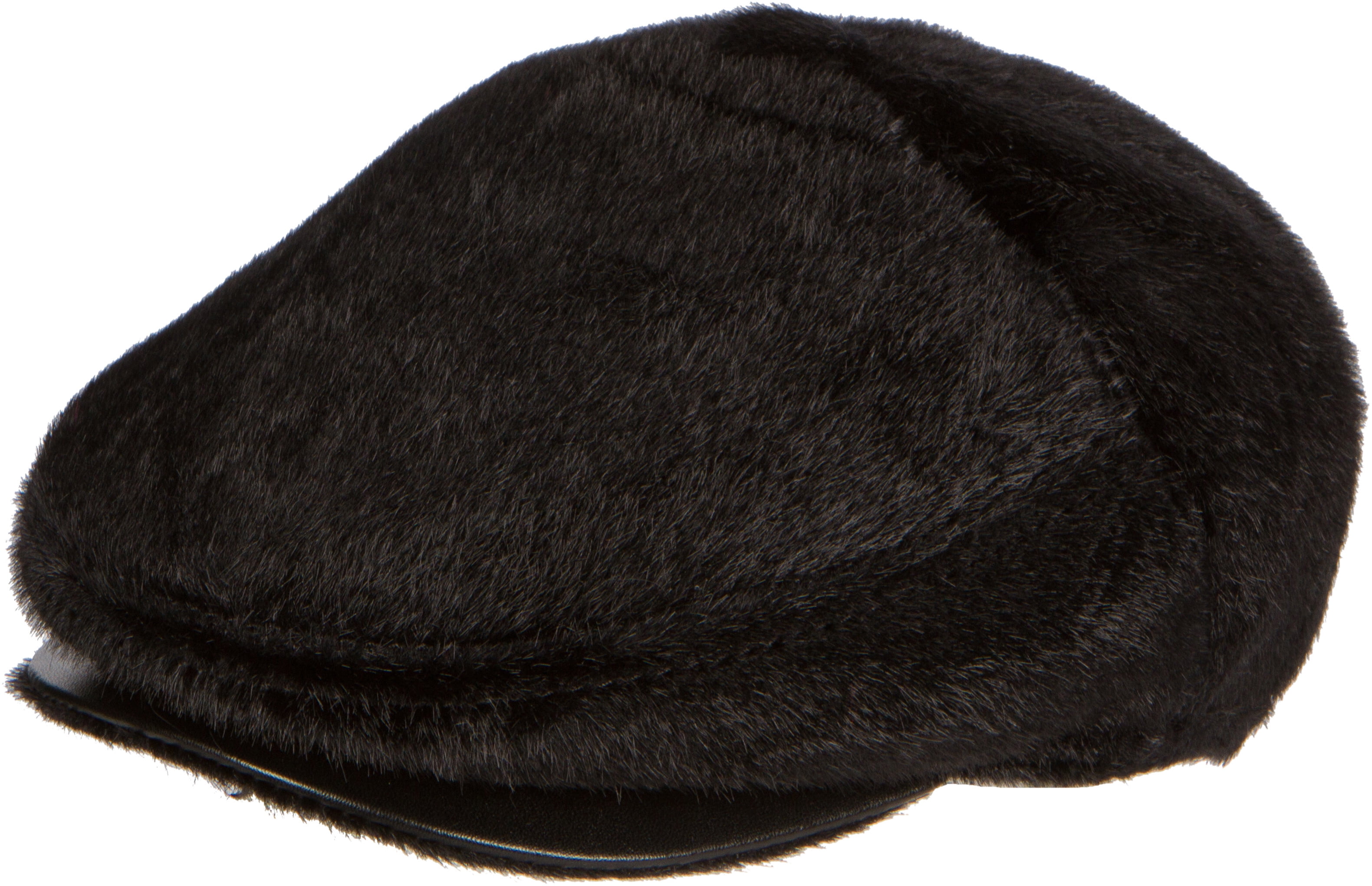 Sakkas Faux Mink Fur Back Flap Ivy Driving Newsboy Cap Hat Adjustable Snap  Front - Black - Small