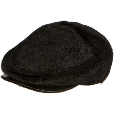 Sakkas Faux Mink Fur Back Flap Ivy Driving Newsboy Cap Hat Adjustable Snap Front - Black - 2X ...