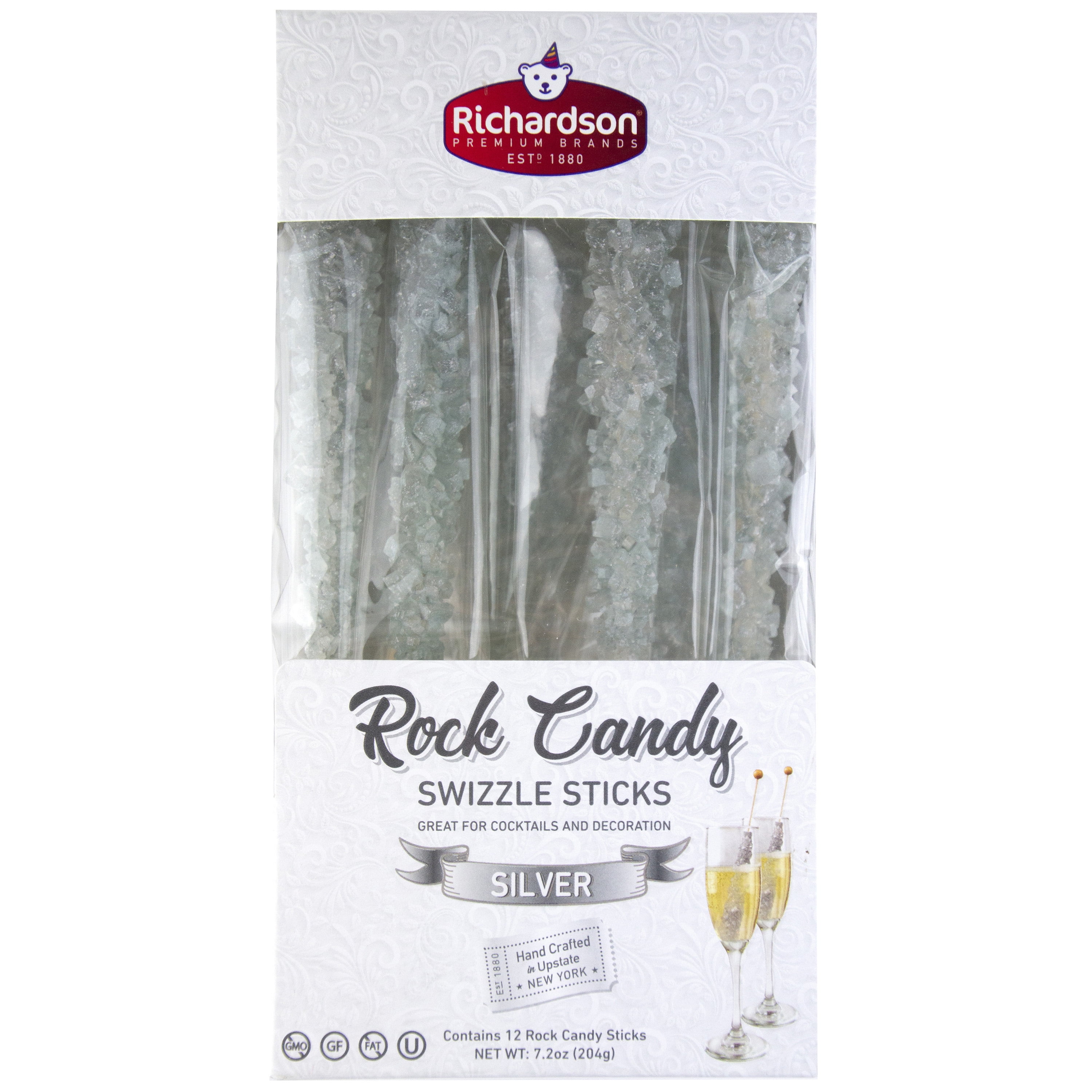 Richardson Silver Rock Candy Swizzle Sticks 12 piece box
