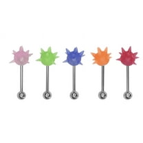 Barbells Tongue rings Surgical steel With Soft Silicone spikes 5 Pack