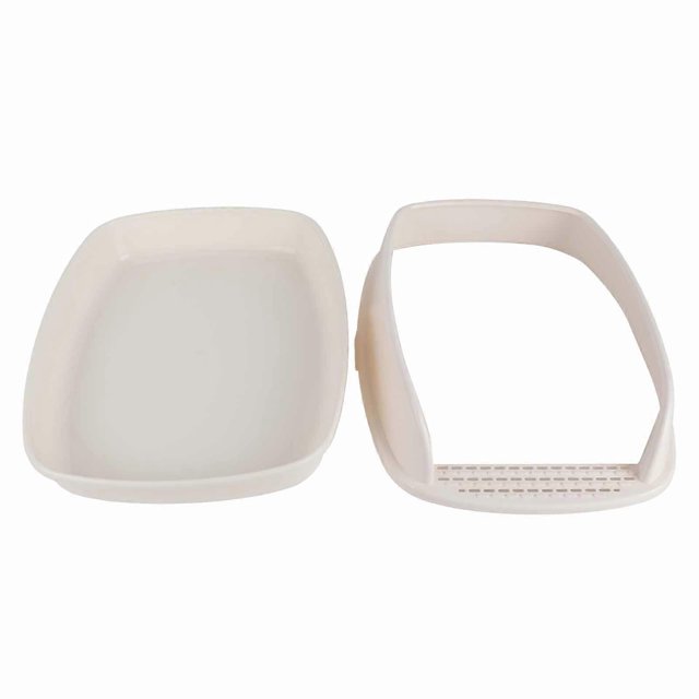 Cat Litter Box Semi Enclosed Large Capacity Prevent Sand Leakage Pet Kitten Toilet with Shovel Milk White S (46x36x15cm / 18.1x14.2x5.9in)