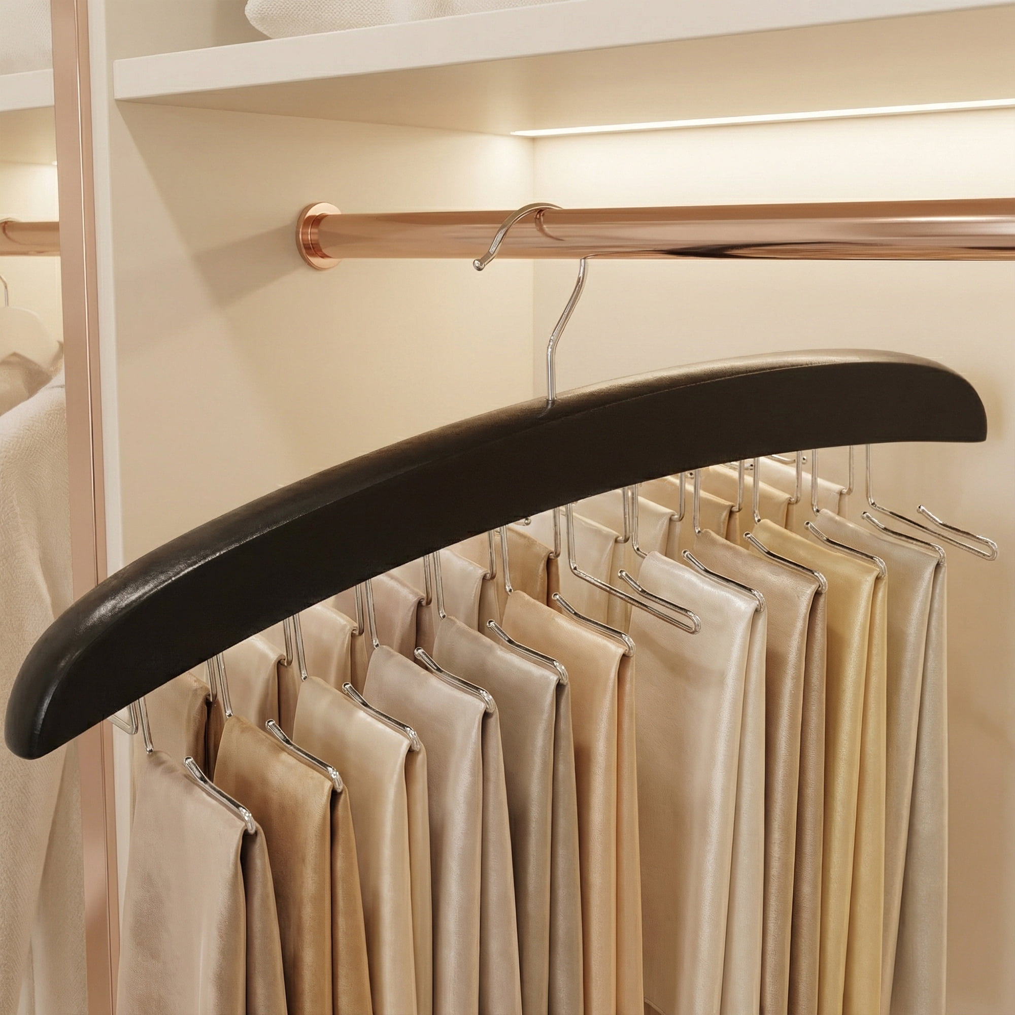 Unique Bargains 2Pcs Wood Tank Top Hangers For Closet Organizer Black 24 Hooks