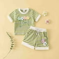 thumbnail image 2 of Sopiago Toddler Girl Summer Outfits Baby Girl Embroidered Flowers Short Sleeve T Shirts Shorts Set Cute Baby Clothes for Girls Green,9-12 Months, 2 of 6