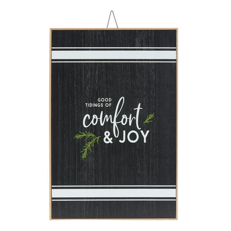 Holiday Time Good Tidings of Comfort & Joy Hanging Sign, 18
