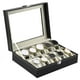 OCDAY Cuir Noir PU 10 Fentes Montre-Bracelet Présentoir Boîte de Rangement Organisateur Cas – image 2 sur 7
