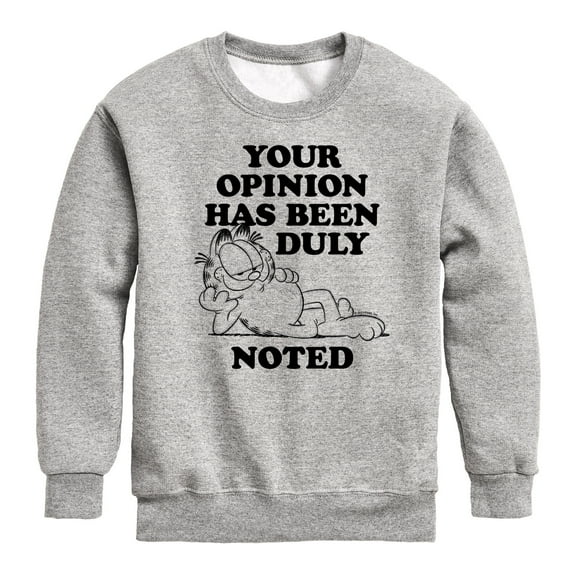 Garfield - Your Opinion Has Been Duly Noted - Toddler & Youth Crewneck Fleece Sweatshirt