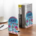 thumbnail image 5 of Susaid Beach Flamingo Trio Print Wooden Bookends Decorative Book Ends for Shelves Heavy Books Holder Organizer Non-Slip Desk Book End for Kids Room Office School 1 Pairs, 5 of 8