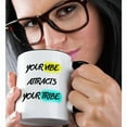 thumbnail image 2 of 3dRose, YOUR VIBE ATTRACTS YOUR TRIBE, 11oz Two-Tone Black Mug, 2 of 7