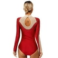 thumbnail image 2 of Alvivi Gymnastics Leotard For Women Rhinestone Ballet Dance Long Sleeve Bodysuit Acrobatics Uniform Red L, 2 of 7