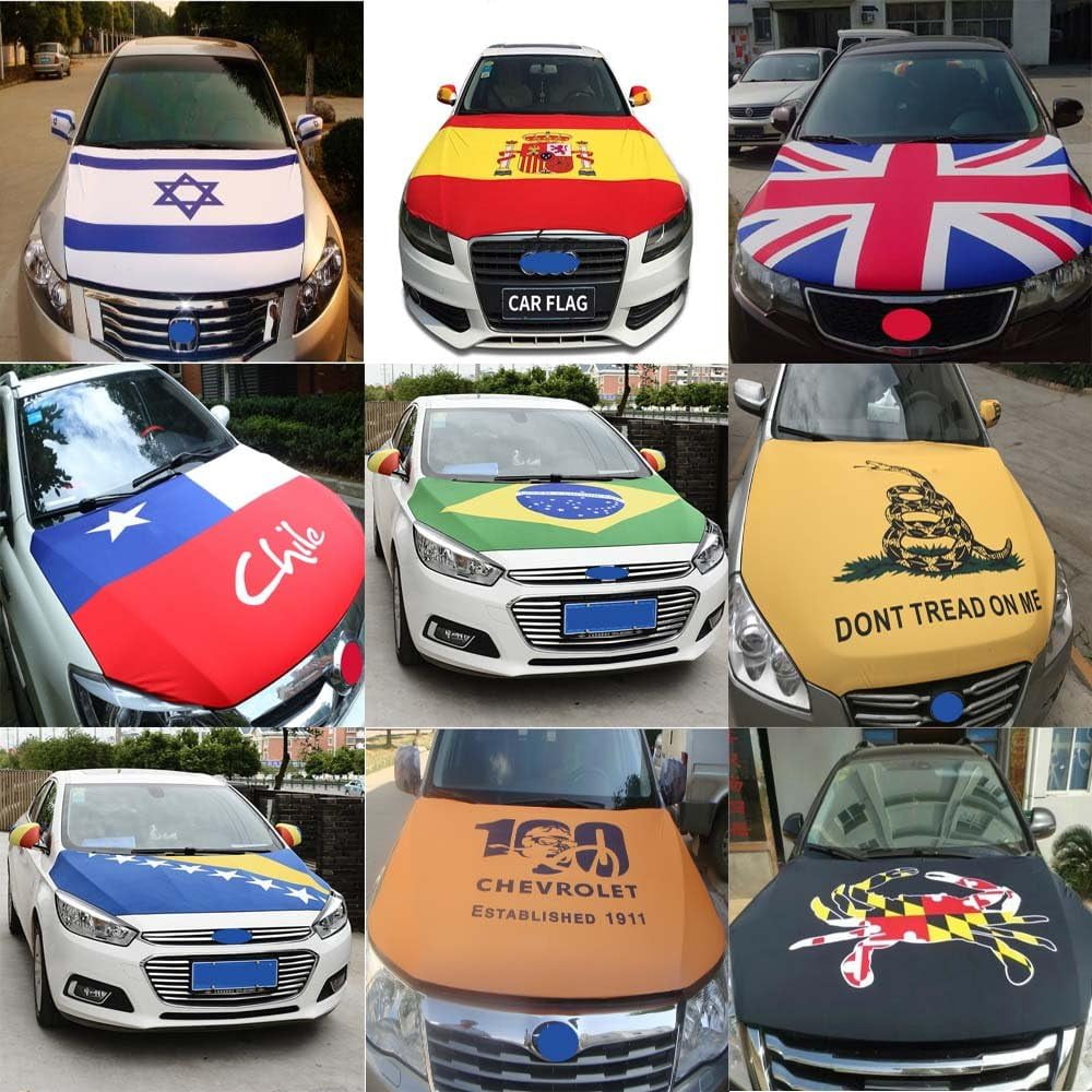 Portugal National Flag Oversized Car Hood Cover 3.3X5FT/6X7FT 100% Polyester Elastic Fabrics Can be Washed Suitable for Large SUV and Pickup Trucks ( 6X7FT)