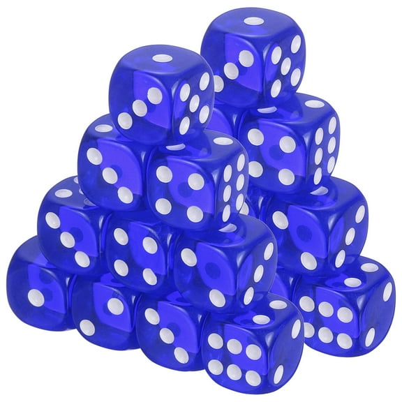 50Pcs Translucent Polyhedral Dice 16mm Square Dice W Rounded Edge, Blue