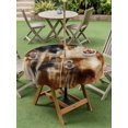 thumbnail image 4 of Outdoor Tablecloth with Umbrella Hole for Patio/Picnic/Party/Camping, Black Brown Gradient Waterproof Table Cloth Round Cover Washable, Retro Rustic Abstract Minimalist Art (Dia 54"), 4 of 9