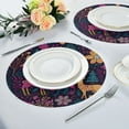 thumbnail image 3 of Round Dinner Plate Mat Round Placemat 15.4x15.4inx4 Placemat Table Mat Kitchen Mat Coffee Mat Fabric Thick Strong Wear-Resistant Heat Resistance Christmas Deer Cute, 3 of 7