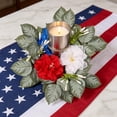 thumbnail image 6 of JeashCHAT 4th of July Floral Candle Ring Wreath, Patriotic Red White Blue Artificial Flower Candle Holder 9.84" for Independence Day Memorial Day Table Centerpiece Decor, 6 of 6