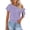 Purple, variant on Women's One Shoulder Tops Fashion Breathable Eyelet Embroidered Blouses Casual Comfy Elastic Hem Short Sleeves Tops