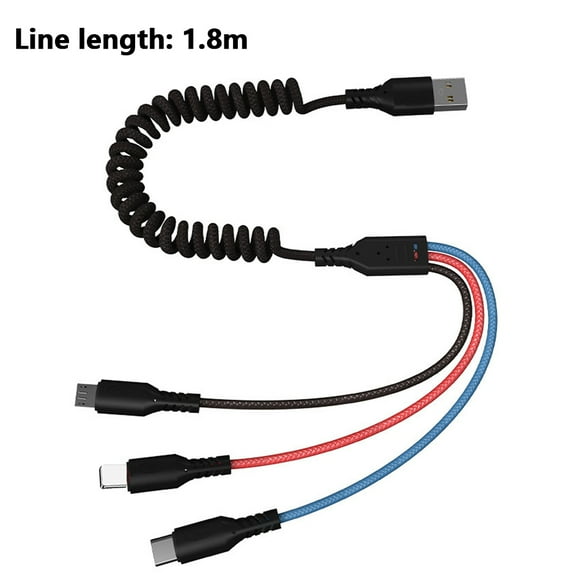 Multi Charging Cable Nylon Braided Multiple USB Fast Charging Cord Adapter Type C Micro USB Port Connectors Compatible Cell Phone